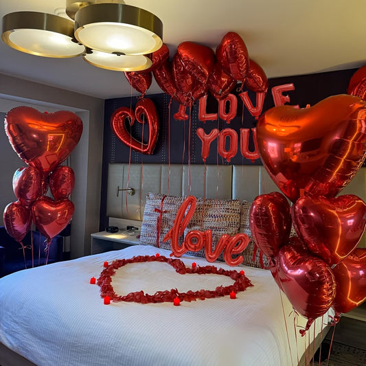 ❤️ Set decor romantic cu baloane inimă „I Love You” – Valentine’s Day & Cereri în Căsătorie