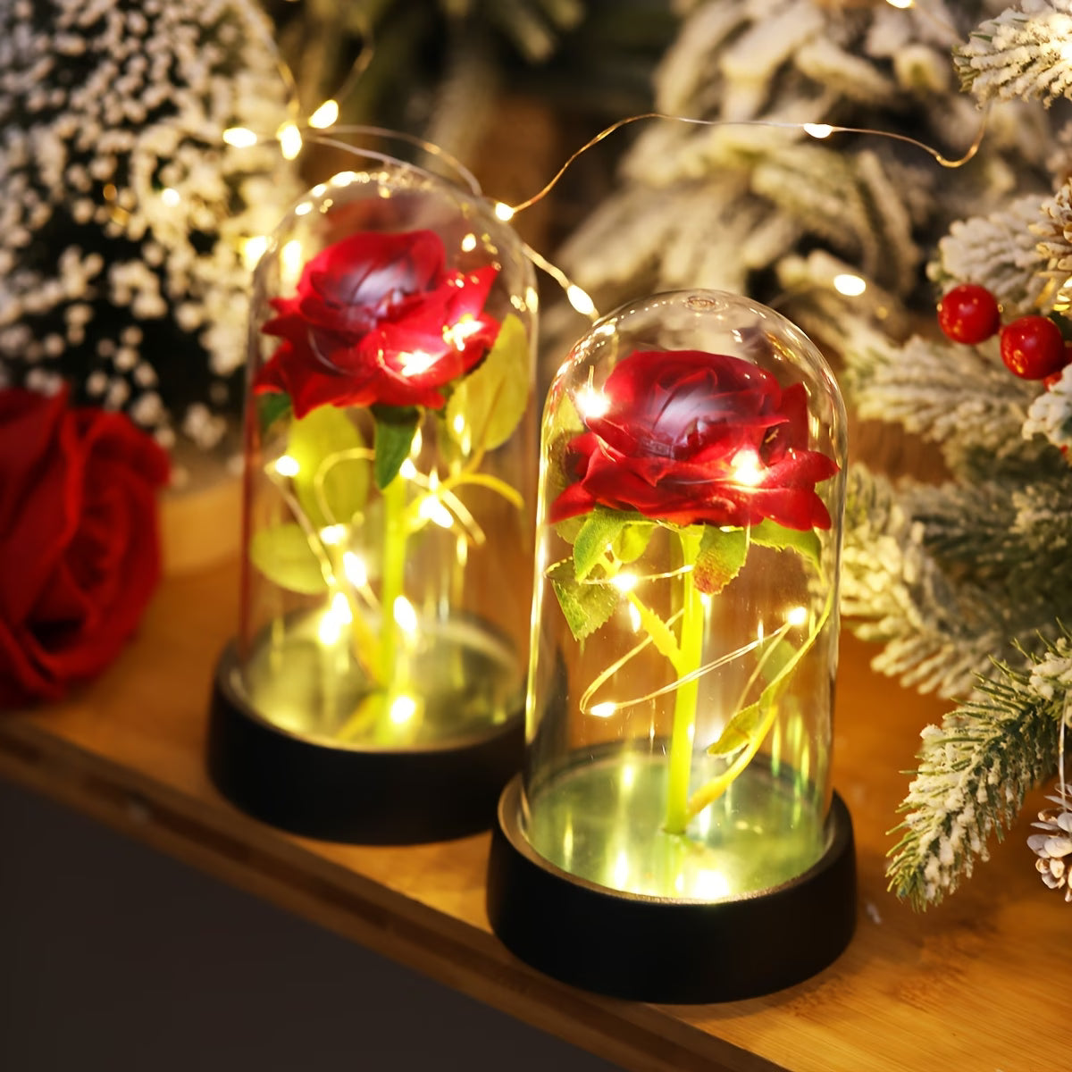 Lampă de noapte cu trandafir artificial – LED decorativ pentru Valentine’s Day