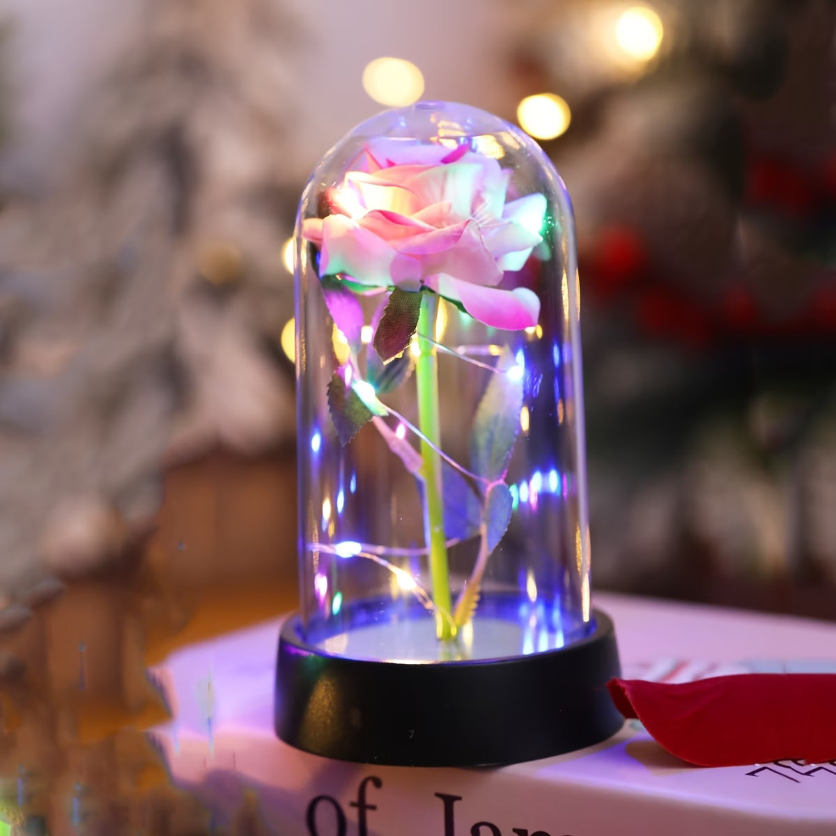 Lampă de noapte cu trandafir artificial – LED decorativ pentru Valentine’s Day